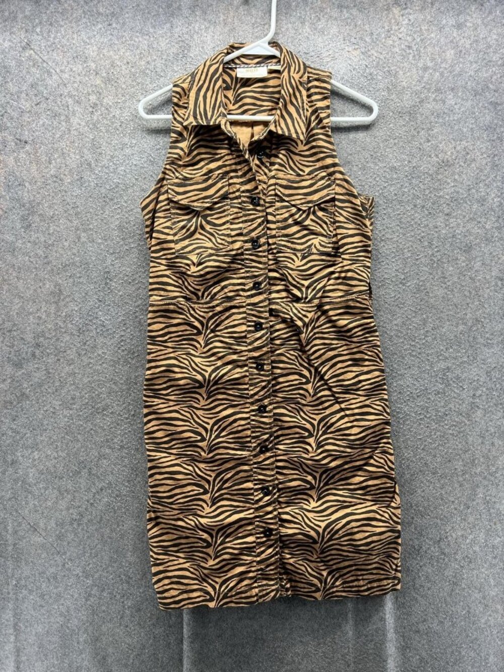 Maeve Shirt Dress Womens 4 Brown Animal Print Collared Button Sleeveless Short
